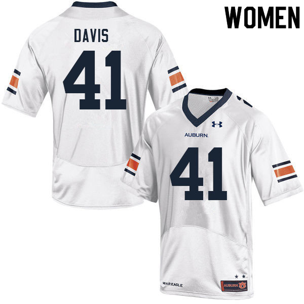 Auburn Tigers Women's Jordan Davis #41 White Under Armour Stitched College 2021 NCAA Authentic Football Jersey DXI8174PH